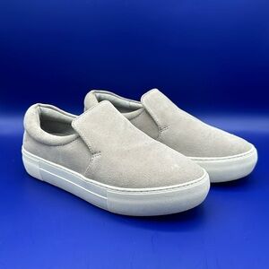 J/Slides NYC Women's Gray Suede Leather Slip on Sneaker Shoes Size 6